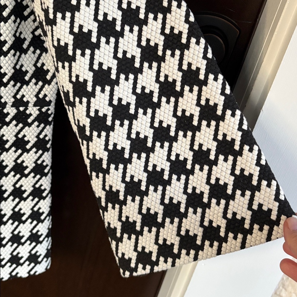 EUC Ali Miles Houndstooth A-Line Jacket Top Black White Petite Small - Picture 5 of 8